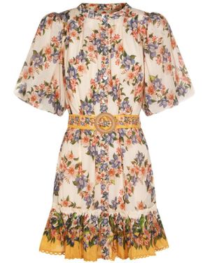 FARM Rio Hilo Stripes Sand Floral Mini Dress - White