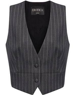 Dondup Pinstripe V-Neck Waistcoat - Black