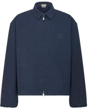 アウターその他 DIOR Cd icon cotton twill jacket with zip closure Blu CD Icon Zipped Jacket Navy Blue Cotton Twill | DIOR