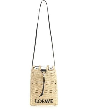 Loewe Logo-Embroidered Drawstring Pocket - Metallic