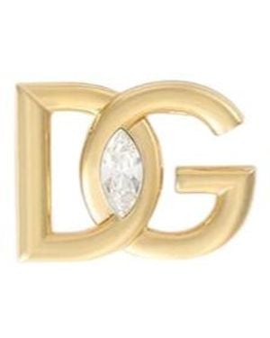 Dolce & Gabbana Logo Embellished Brooch - White