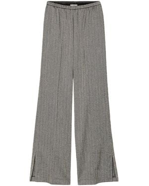 forte_forte Herringbone Casual Pants With Side Slits - Gray