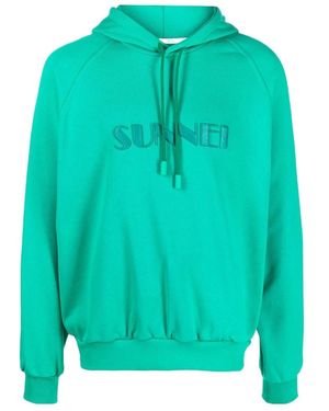 Sunnei Logo-Embroidered Hoodie - Green