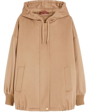 Max Mara Studio Drawstring Long-Sleeved Coat - Natural