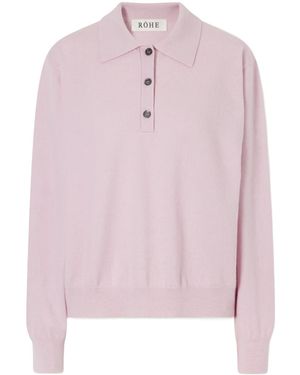 Rohe Gabriela Wool Blend Polo Collar Knit Sweater - Pink
