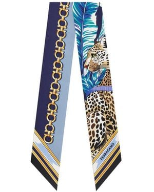 Ferragamo Felini Print Silk Mini Bandeau - Blue
