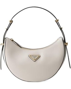 Prada Arqué Mini Leather Shoulder Bag - White