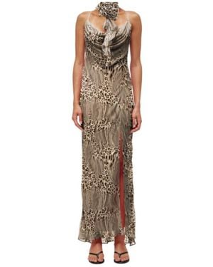 Blugirl Blumarine Leopard-Print Cowl-Neck Dress - Brown
