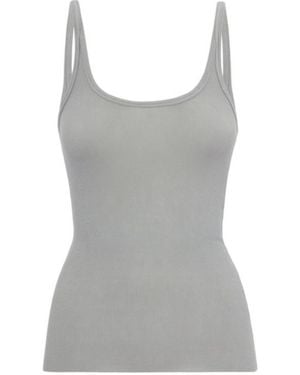 MSGM Ribbed Stretch Viscose Tank Top - Gray