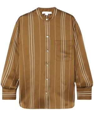 Vince Striped Silk-Satin Shirt - Brown
