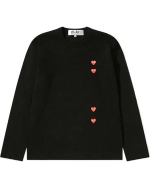 COMME DES GARÇONS PLAY Heart-Print Cotton T-Shirt - Black
