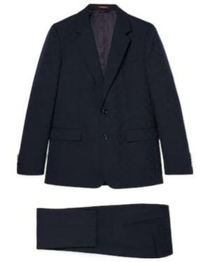 Gucci Monogrammed Buttoned Suit - Blue