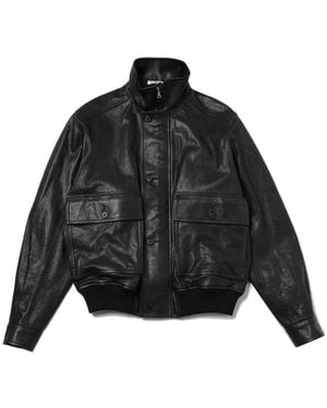 AURALEE Long-Sleeve Leather Jacket - Black