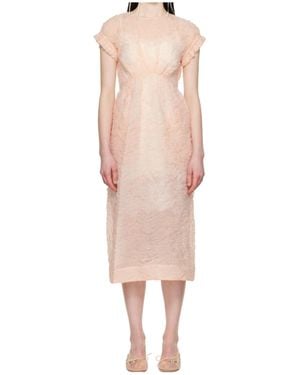 Simone Rocha Crinkled-Finish Midi Dress - Pink