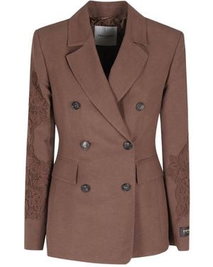 ERMANNO FIRENZE Double-Breasted Suit Jacket - Brown
