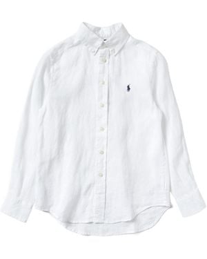 Ralph Lauren ラルフローレン キッズ ボタンダウン リネンシャツ - White
