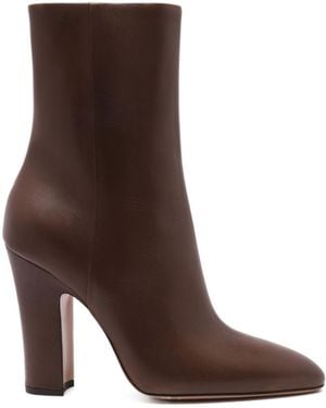 Paris Texas Leather Block-Heel Boots - Brown