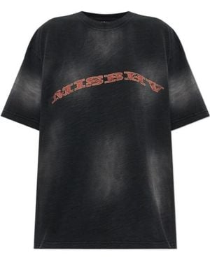 MISBHV Logo-Print Faded-Effect T-Shirt - Black
