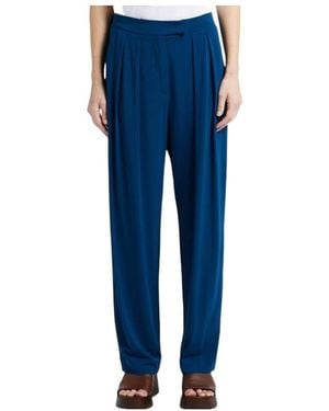 Max Mara Plain Knit Crepe Trousers - Blue
