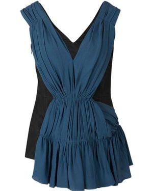 Marni V-Neck Side-Zip Blouse - Blue