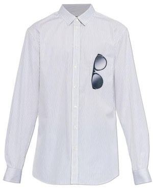 Moschino Sunglass Printed Striped Shirt - White