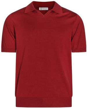 Brunello Cucinelli Cotton Buttonless Polo Shirt - Red