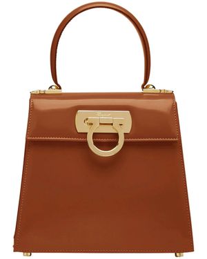 Ferragamo Small Shoulder Bag With Top Handle - Brown