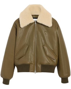 Ami Paris Ami Logo Patch Zip-Up Jacket - Green