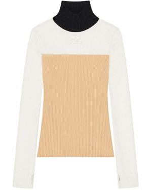 Courreges Ribbed Knit Top - White