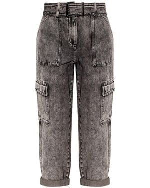 MICHAEL Michael Kors Belted Straight Leg Jeans - Grey