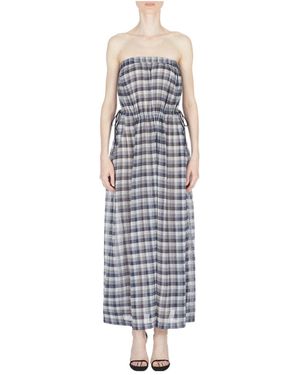 Emporio Armani Plaid Long Dress - Blue