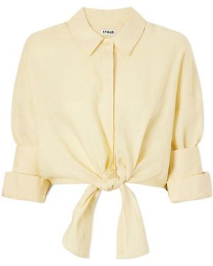 STAUD Solid Knotted Linen Shirt - Natural