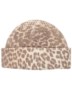 Ganni Leopard-Print Beanie - Multicolour