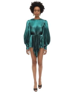 Gucci Logo Pleated Dress - Green