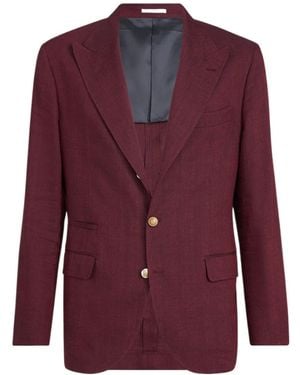 Brunello Cucinelli Chevron Peak-Lapels Blazer - Purple