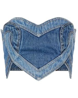 Area Strapless Denim Top - Blue