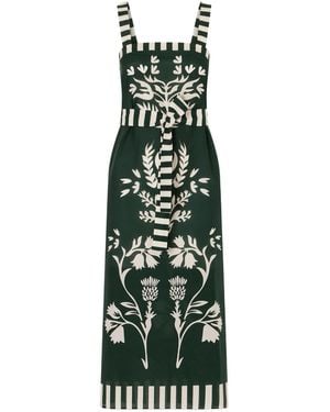 Eres Belted Printed Midi Dress - Green
