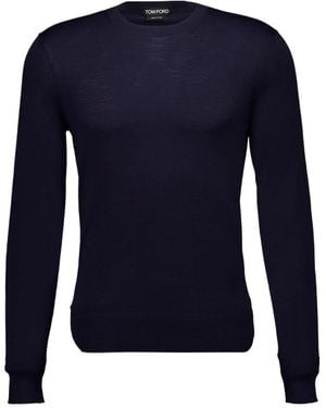 Tom Ford Crewneck Fine-Knit Jumper - Blue
