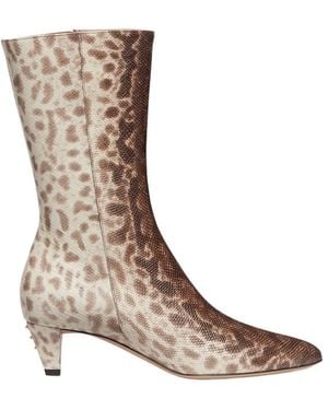 Fendi Karung Leather Medium-Heeled Boots - Brown
