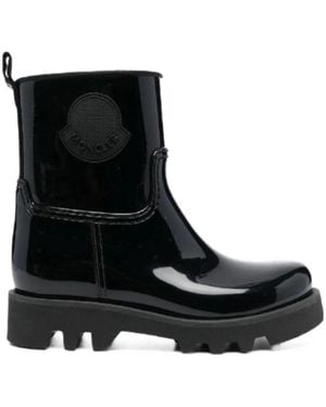 Moncler Ginette Logo-Appliquéd Glossed-Rubber Rain Boots - Black