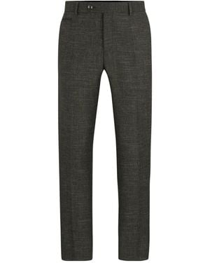 BOSS Check Wool Suit Pants - Gray