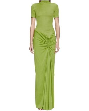 Christopher Esber Roll-Neck Ruched Maxi Dress - Green