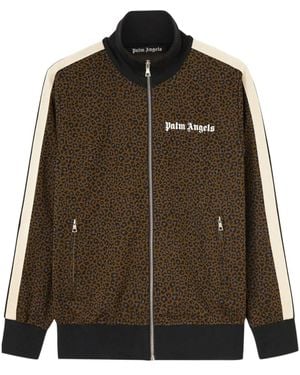 Palm Angels Leopard-Print Track Jacket - Brown