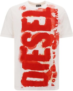 DIESEL Logo-Print Cotton T-Shirt - Red