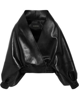 Balenciaga Draped Cropped Jacket - Black