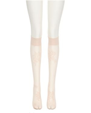 Valentino Floral Lycra Knee-High Socks - White