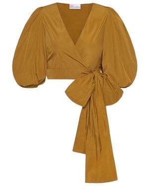 RED Valentino V-Neck Bow Blouse - Yellow