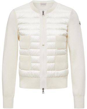 Moncler Padded Wool Zip-Up Cardigan - White