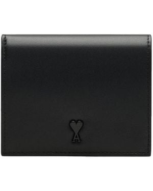Ami Paris Ami De Coeur Bi-Fold Leather Wallet - Black