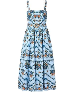Borgo De Nor Cotton-Poplin Midi Dress - Blue
